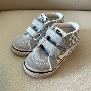 Vans Kids Blue and White Checkered Sneakers